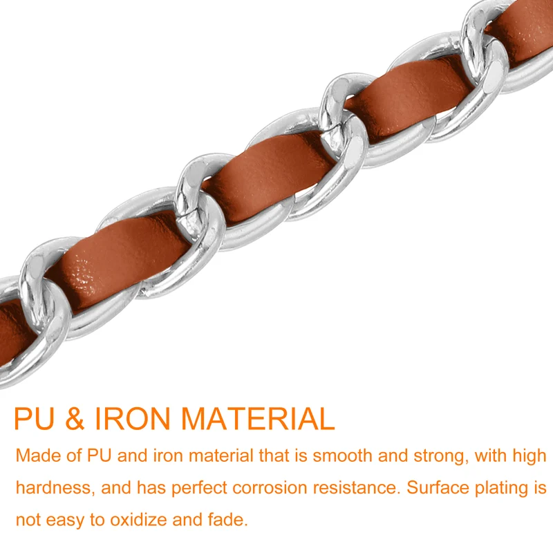 32" Purse Chain Strap with Buckles for Shoulder (Brown + Silver)