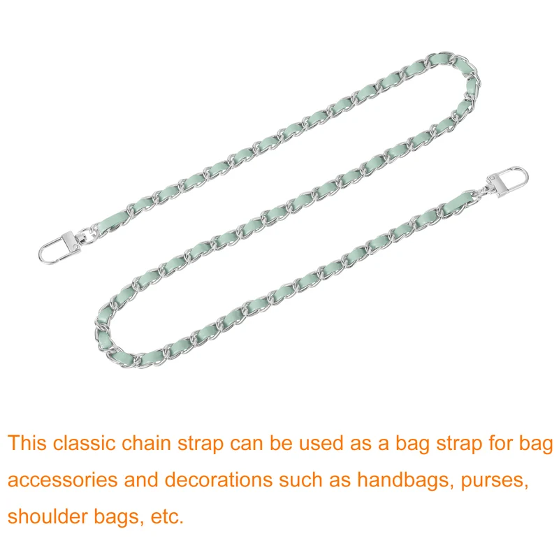 32" Purse Chain Strap with Buckles for Shoulder (Light Green + Silver)