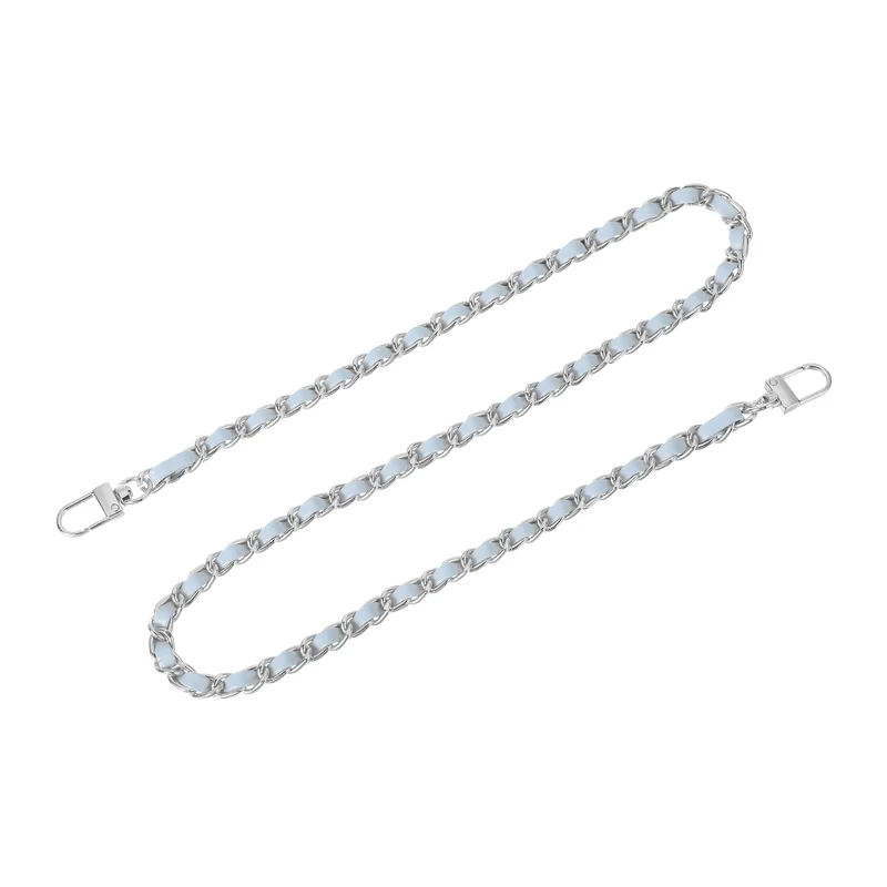 32" Purse Chain Strap with Buckles for Shoulder (Sky Blue + Silver)
