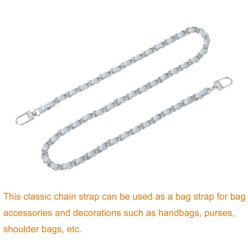 32" Purse Chain Strap with Buckles for Shoulder (Sky Blue + Silver)