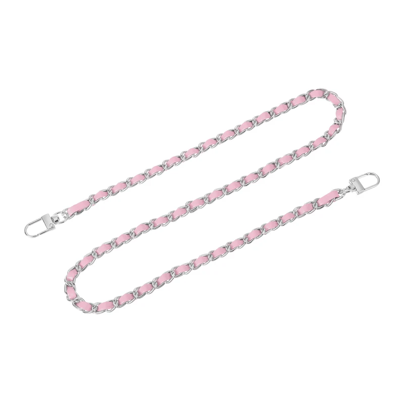 32" Purse Chain Strap with Buckles for Shoulder (Pink + Silver)