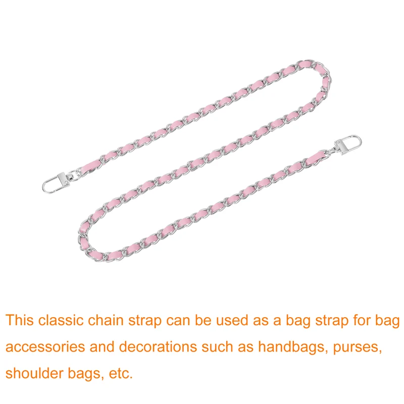 32" Purse Chain Strap with Buckles for Shoulder (Pink + Silver)
