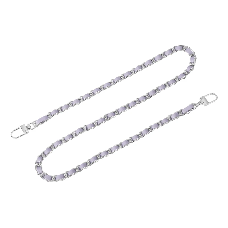 32" Purse Chain Strap with Buckles for Shoulder (Purple + Silver)