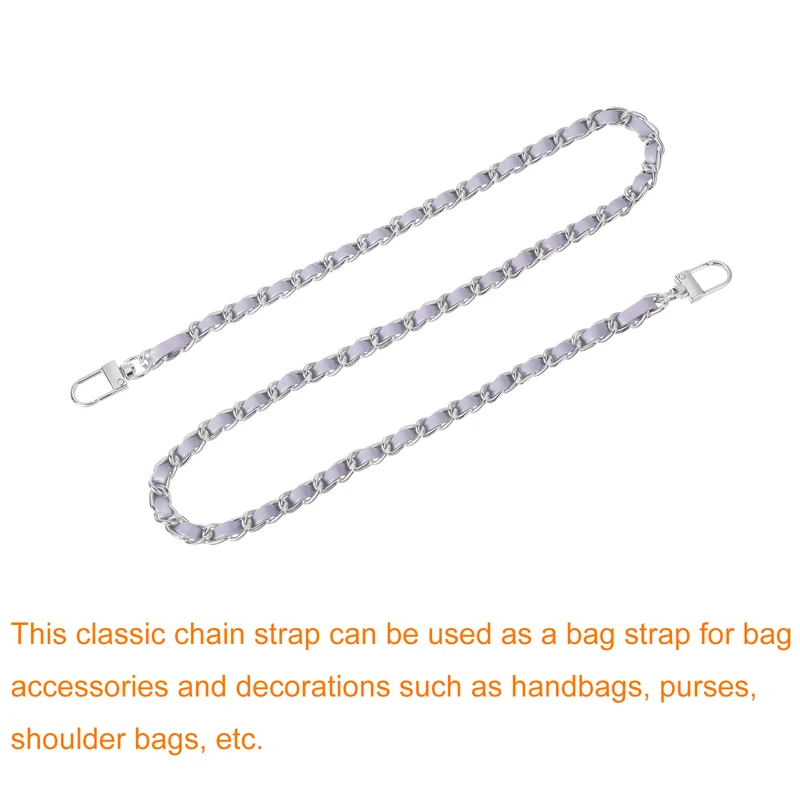 32" Purse Chain Strap with Buckles for Shoulder (Purple + Silver)