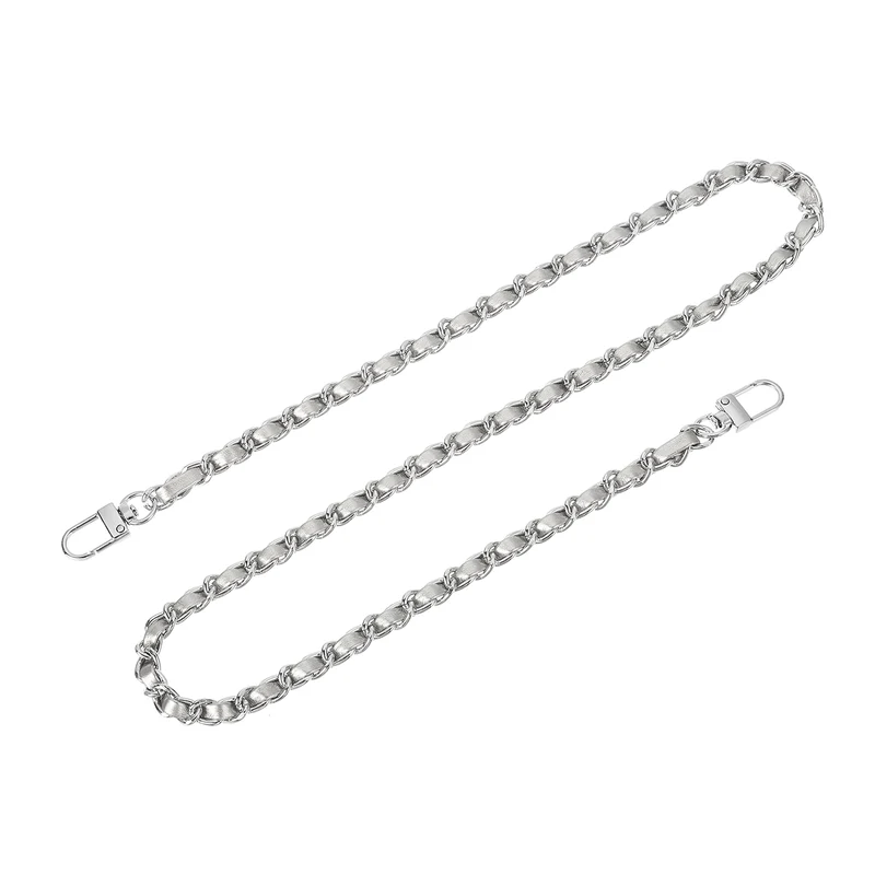 32" Purse Chain Strap with Buckles for Shoulder (Silver + Silver)