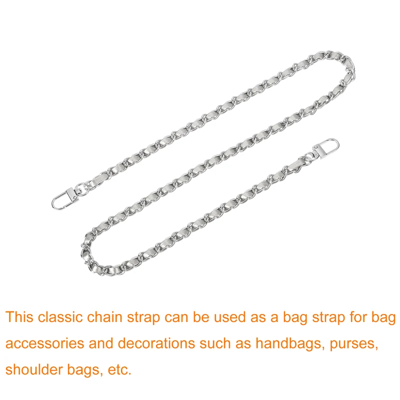 32" Purse Chain Strap with Buckles for Shoulder (Silver + Silver)