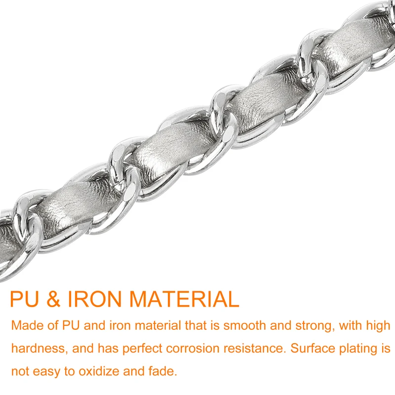 32" Purse Chain Strap with Buckles for Shoulder (Silver + Silver)
