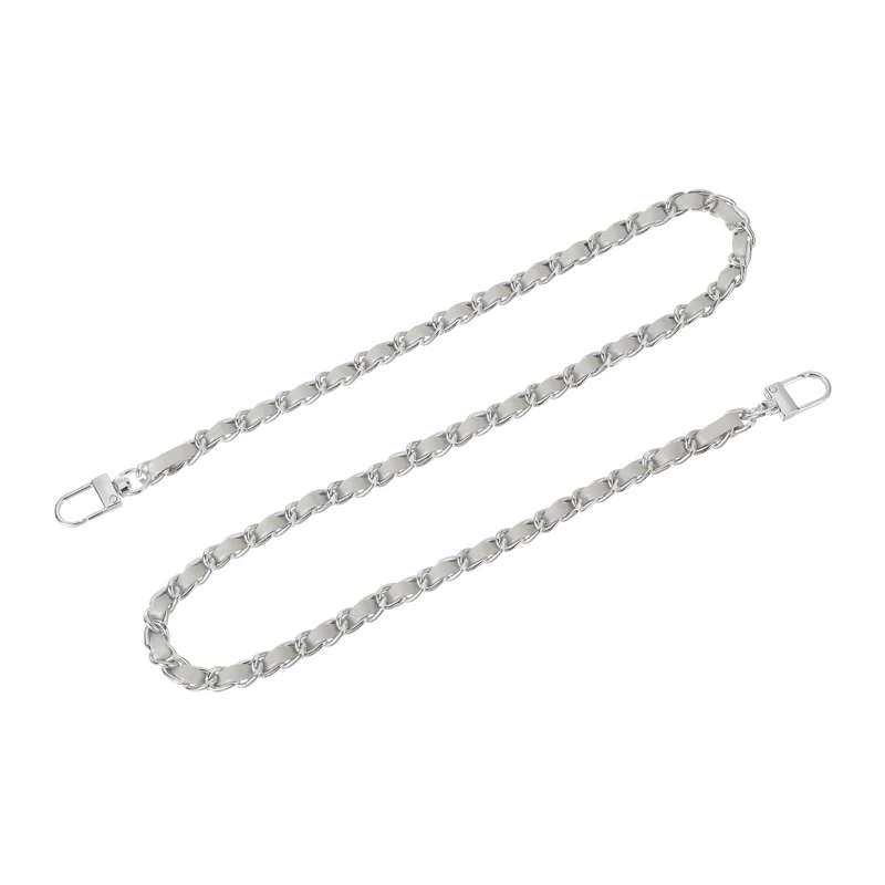 32" Purse Chain Strap with Buckles for Shoulder (Gray + Silver)