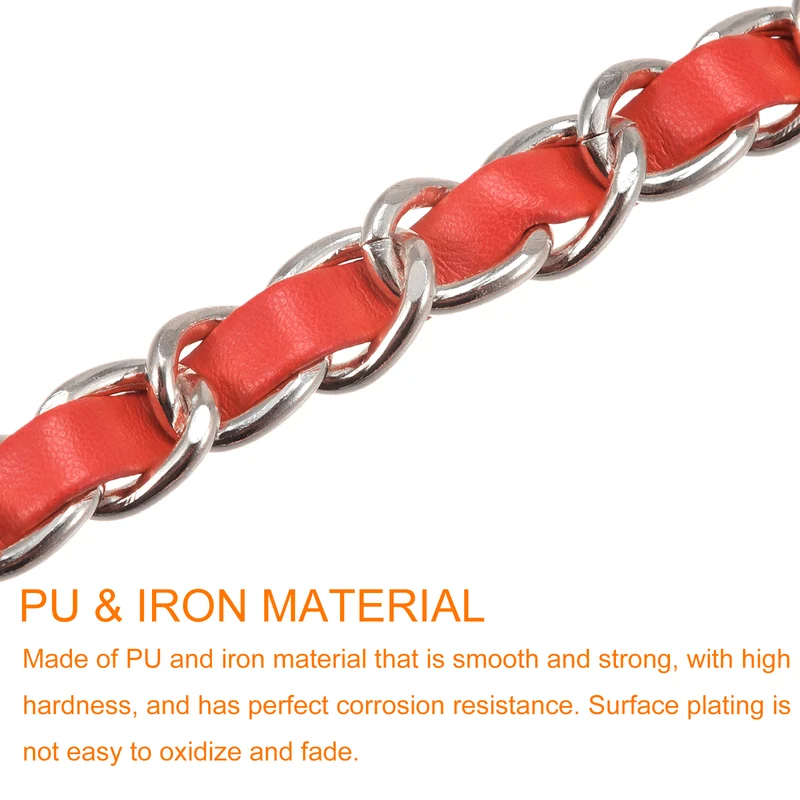 55" Purse Chain Strap with Buckles for Shoulder and Cross Body (Red + Silver)