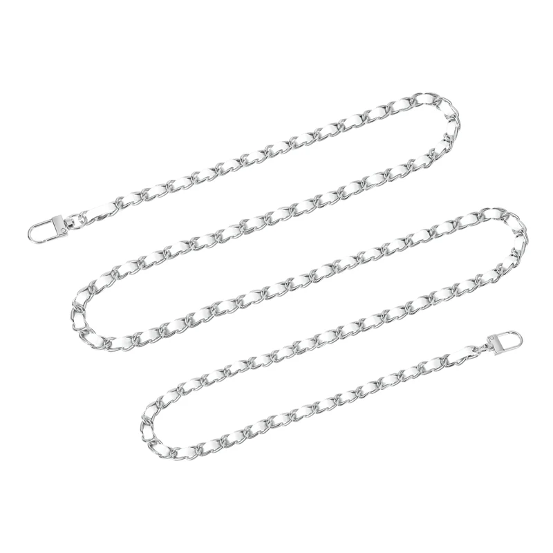 55" Purse Chain Strap with Buckles for Shoulder and Cross Body (White + Silver)