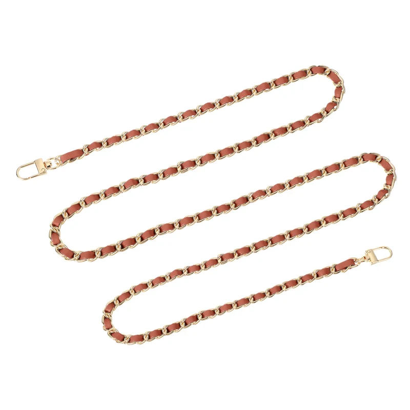 55" Purse Chain Strap with Buckles for Shoulder and Cross Body (Brown + Gold)