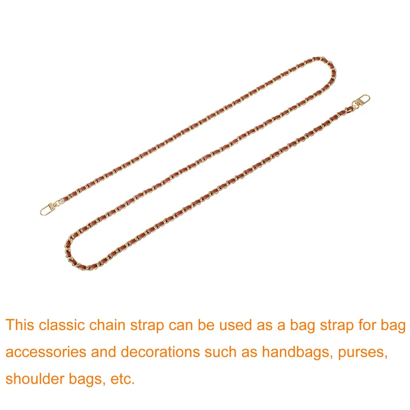 55" Purse Chain Strap with Buckles for Shoulder and Cross Body (Brown + Gold)