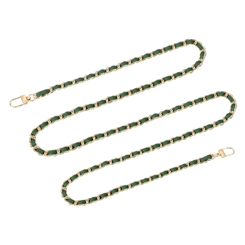 55" Purse Chain Strap with Buckles for Shoulder and Cross Body (Green + Gold)