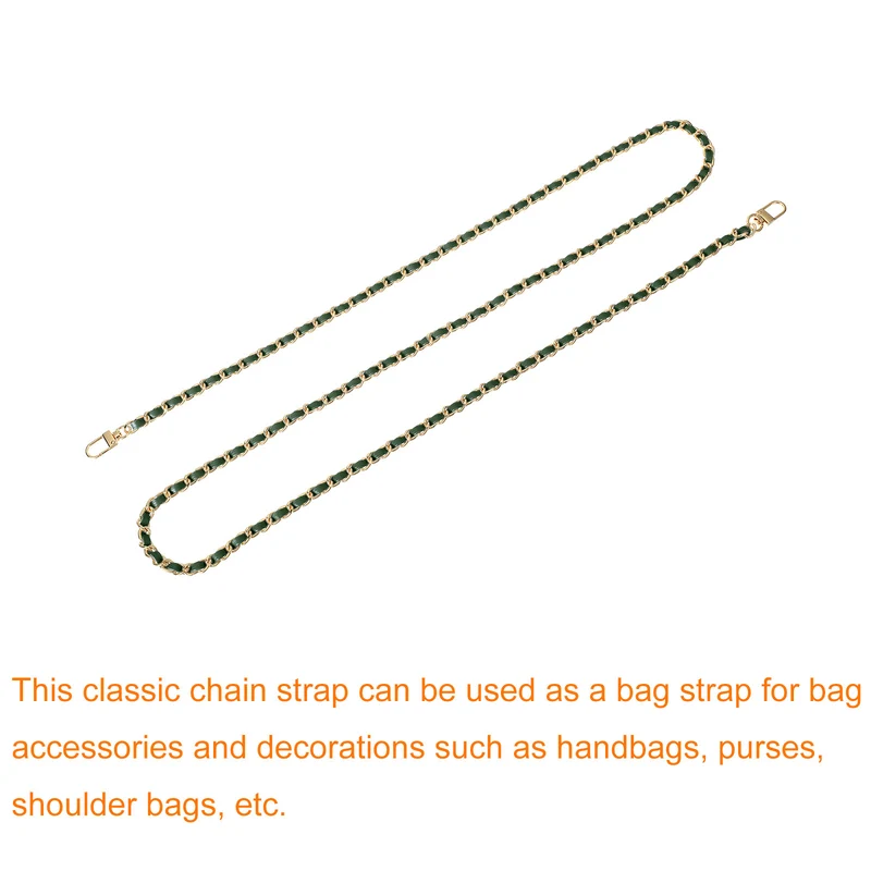 55" Purse Chain Strap with Buckles for Shoulder and Cross Body (Green + Gold)