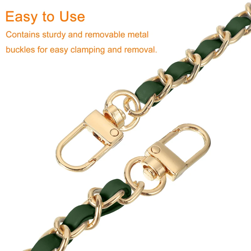 55" Purse Chain Strap with Buckles for Shoulder and Cross Body (Green + Gold)
