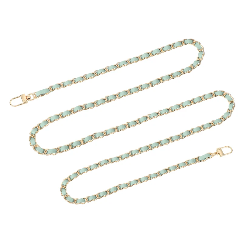 55" Purse Chain Strap with Buckles for Shoulder, Cross Body (Light Green + Gold)