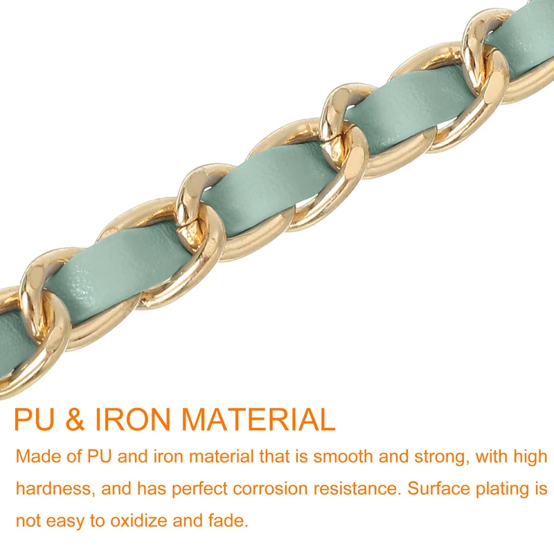 55" Purse Chain Strap with Buckles for Shoulder, Cross Body (Light Green + Gold)