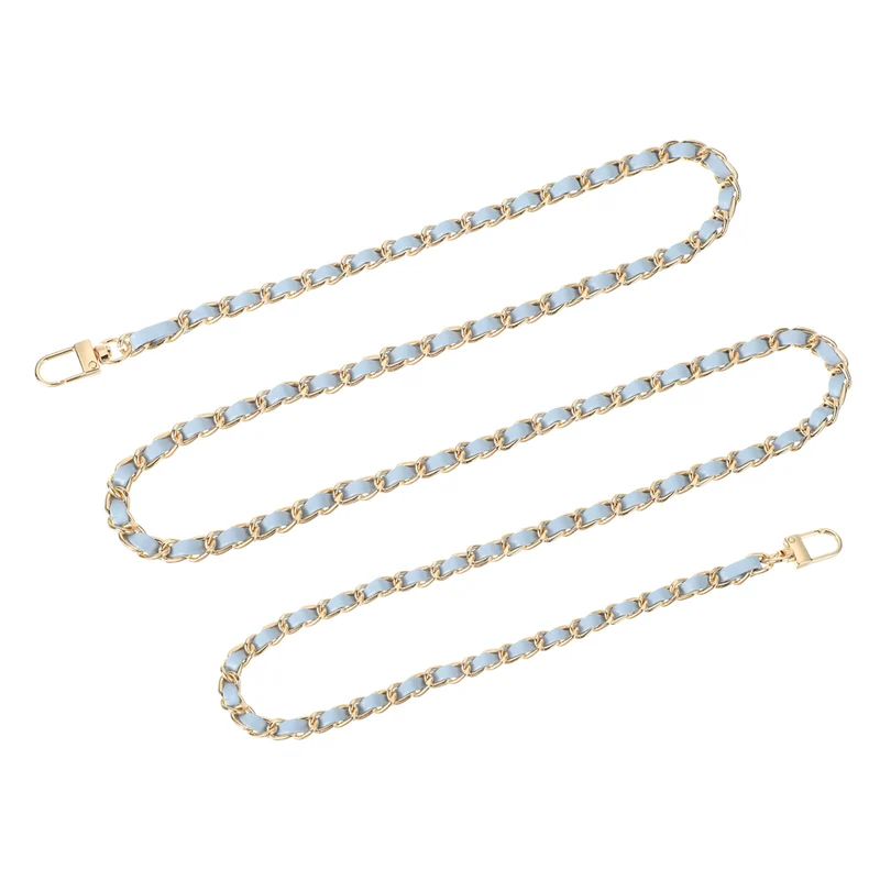 55" Purse Chain Strap with Buckles for Shoulder and Cross Body (Sky Blue + Gold)
