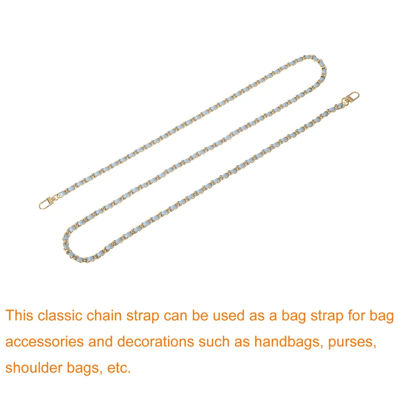 55" Purse Chain Strap with Buckles for Shoulder and Cross Body (Sky Blue + Gold)