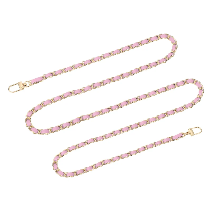 55" Purse Chain Strap with Buckles for Shoulder and Cross Body (Pink + Gold)