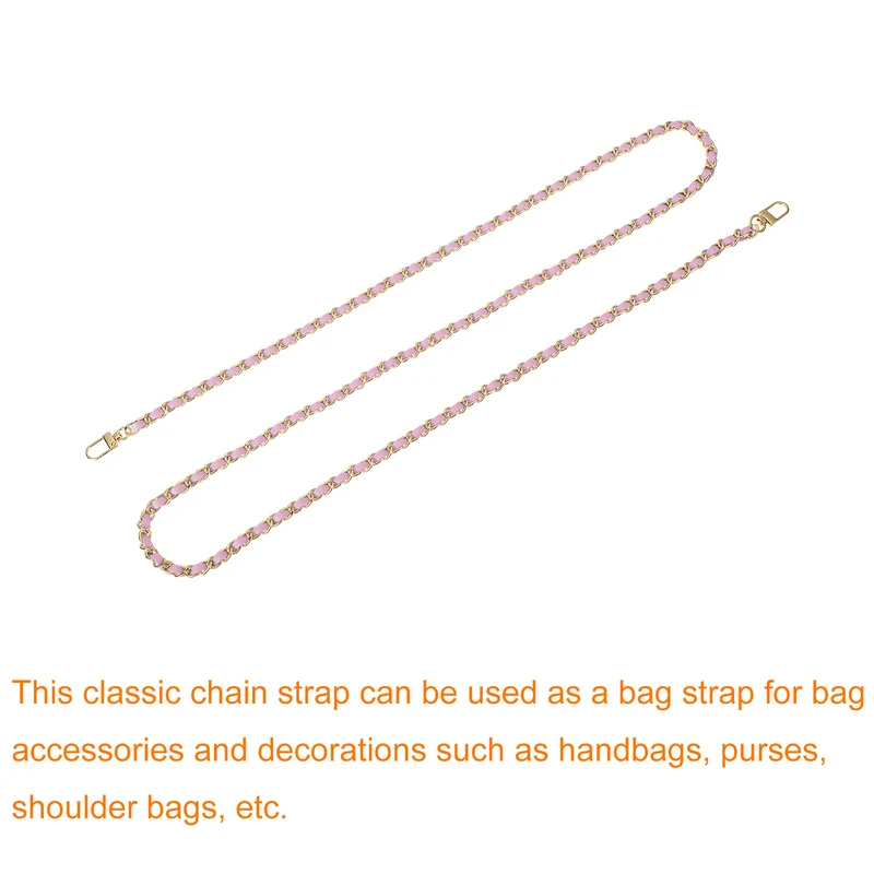 55" Purse Chain Strap with Buckles for Shoulder and Cross Body (Pink + Gold)