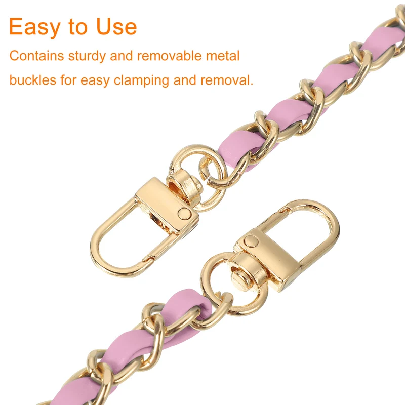 55" Purse Chain Strap with Buckles for Shoulder and Cross Body (Pink + Gold)