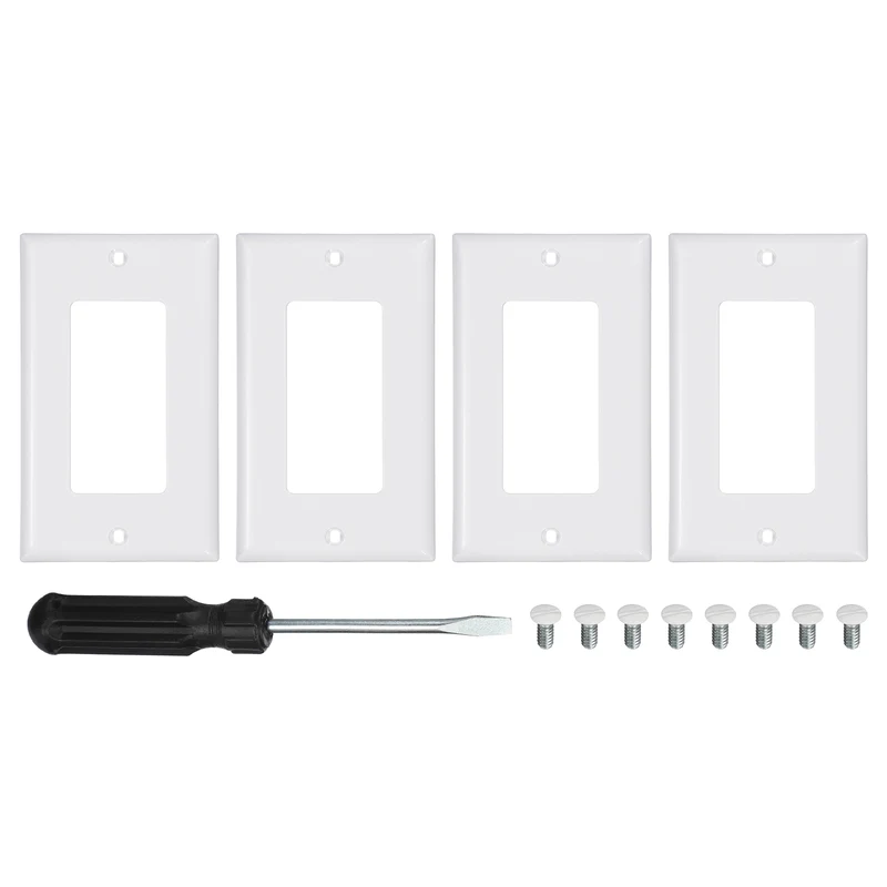 4PCS Rocker Light Switch Wall Plates 1-Gang Switch, White, 4.7x2.5"