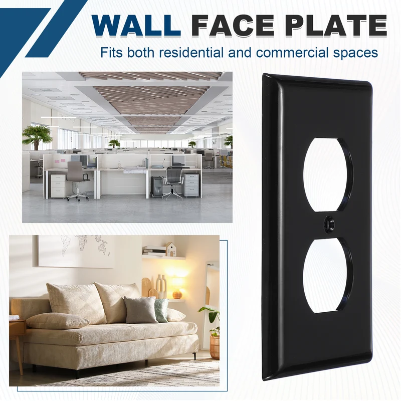 10PCS Duplex Outlet Wall Plates 1-Gang Switch, Black, 4.7x2.5"