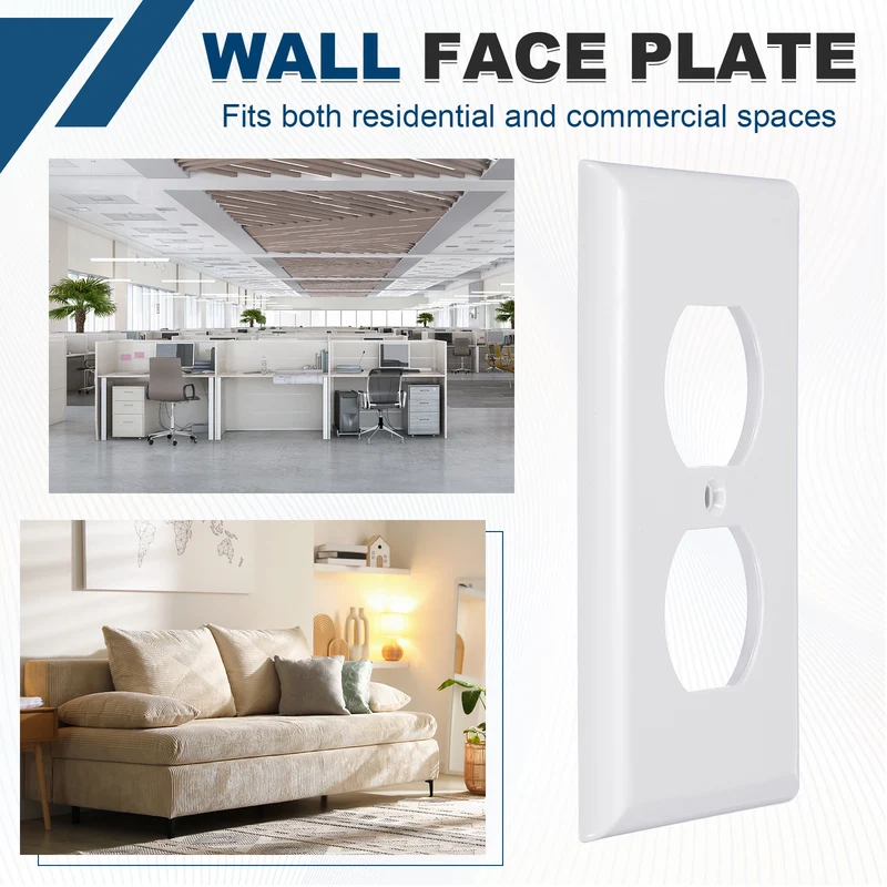 10PCS Duplex Outlet Wall Plates 1-Gang Switch, White, 4.7x2.5"