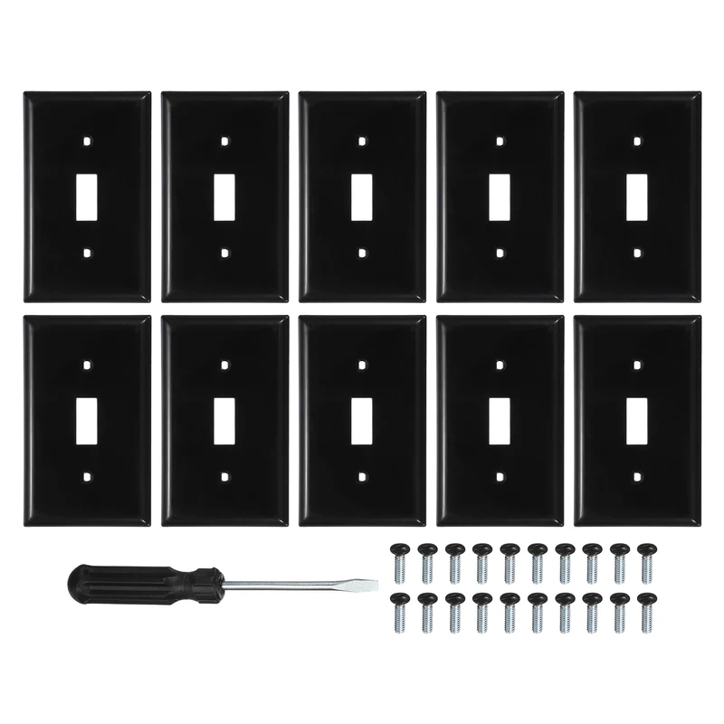 10PCS Toggle Light Switch Wall Plates 1-Gang Switch, Black, 4.7x2.5"