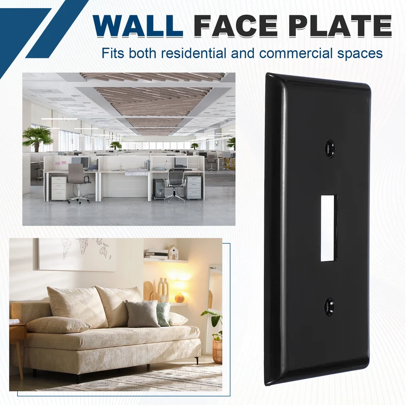 4PCS Toggle Light Switch Wall Plates 1-Gang Switch, Black, 4.7x2.5"