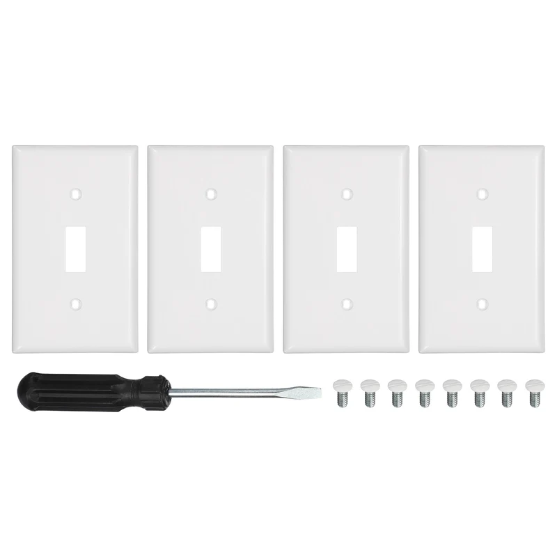 4PCS Toggle Light Switch Wall Plates 1-Gang Switch, White, 4.7x2.5"