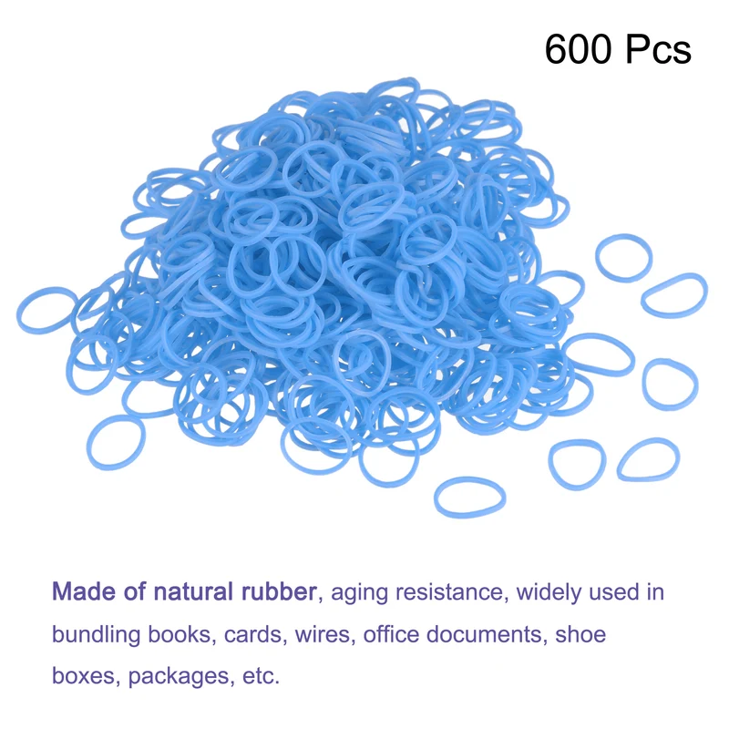 Rubber Band Blue Stretchable Rubber Elastic Band 0.55inch Dia with S-Clips for Home Office, Pack of 600