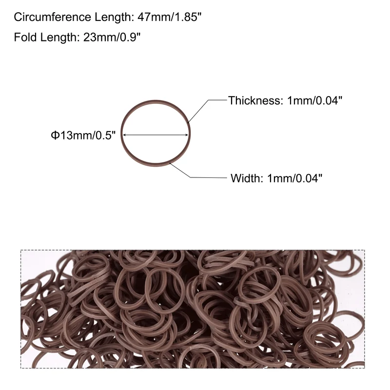 Rubber Band Brown Stretchable Rubber Elastic Band 0.5inch Dia with S-Clips for Home Office, Pack of 600