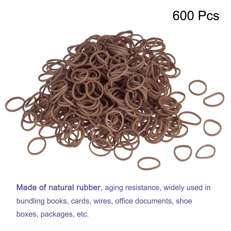 Rubber Band Brown Stretchable Rubber Elastic Band 0.5inch Dia with S-Clips for Home Office, Pack of 600