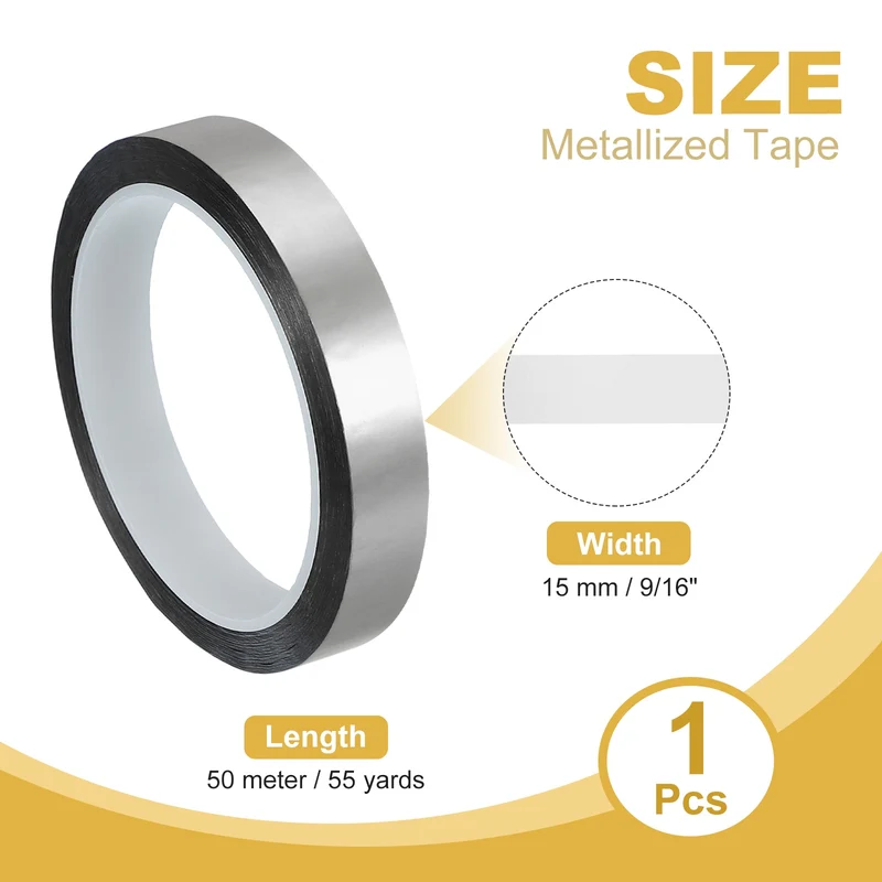 Metalized Polyester Film Tape 9/16 in x 55 Yard Matte Silver