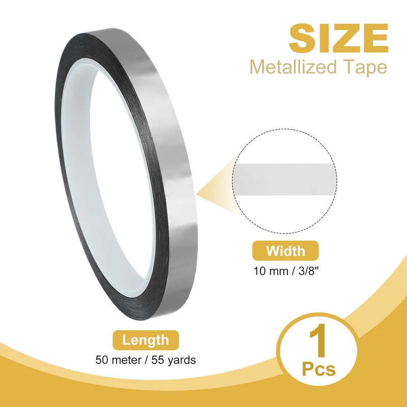 Metalized Polyester Film Tape 3/8 in x 55 Yard Matte Silver