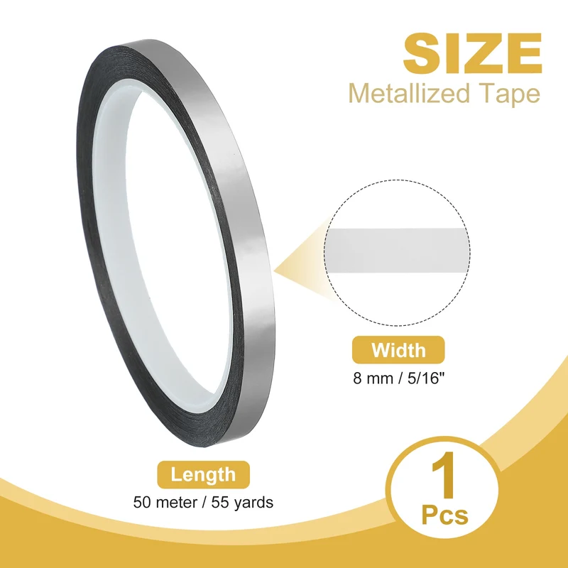 Metalized Polyester Film Tape 5/16 in x 55 Yard Matte Silver