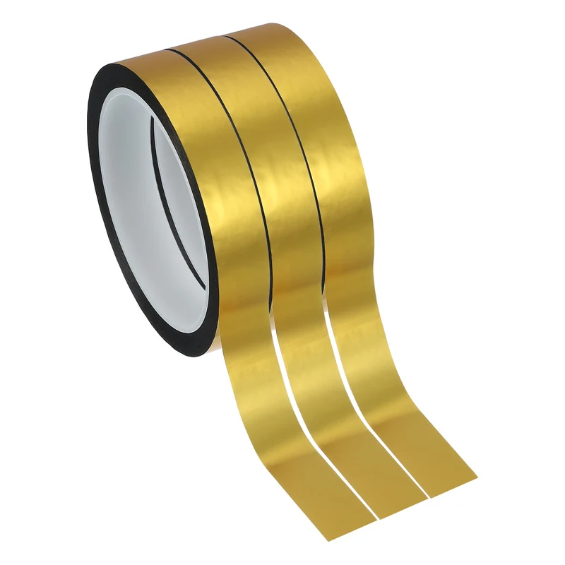 3 Pcs Metalized Polyester Film Tape 13/16 in x 55 Yard Matte Gold