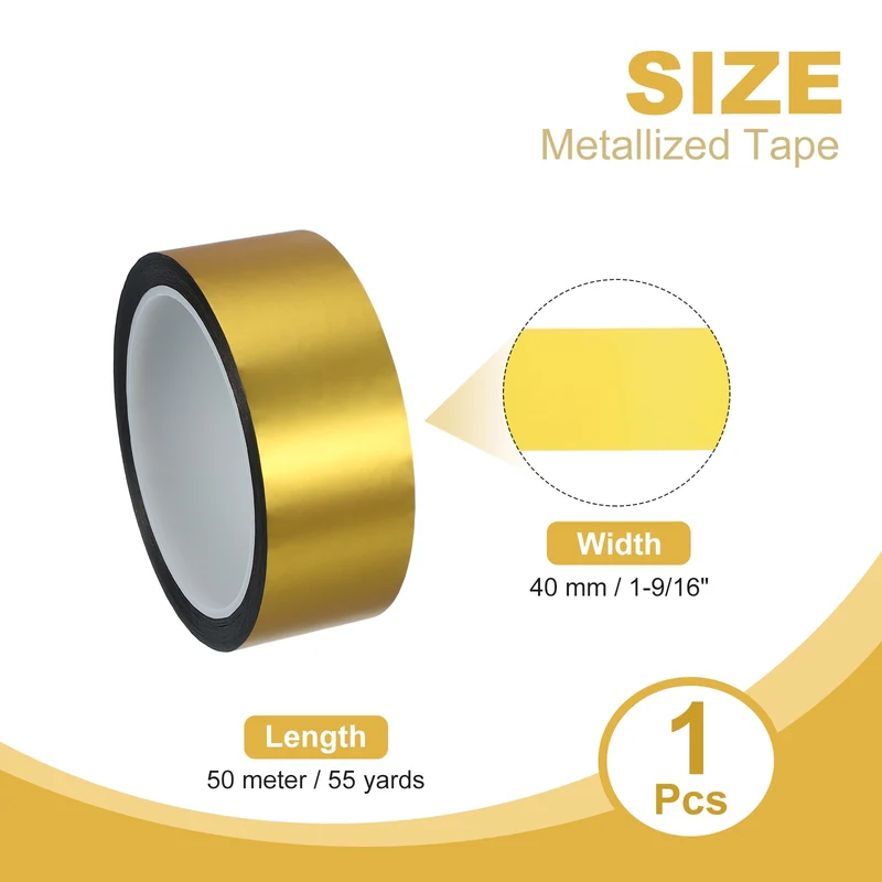 Metalized Polyester Film Tape 1-9/16 in x 55 Yard Matte Gold