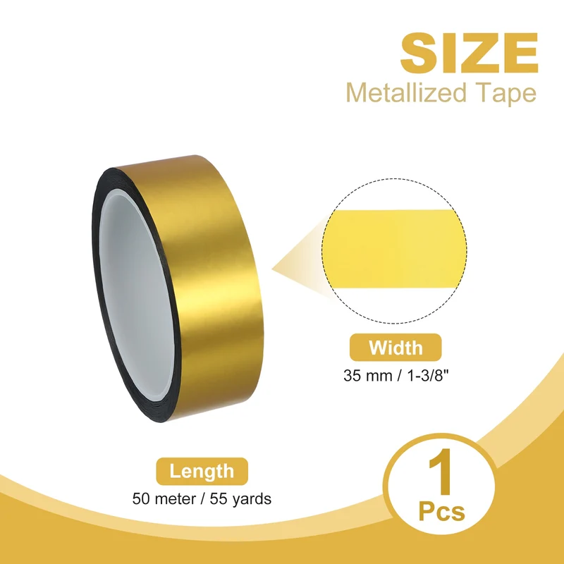 Metalized Polyester Film Tape 1-3/8 in x 55 Yard Matte Gold