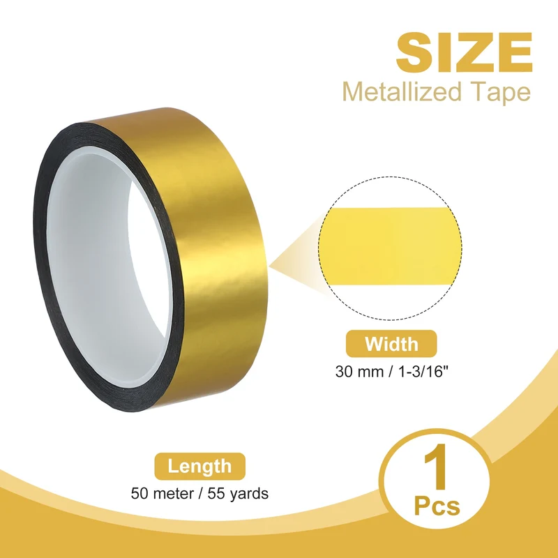 Metalized Polyester Film Tape 1-3/16 in x 55 Yard Matte Gold