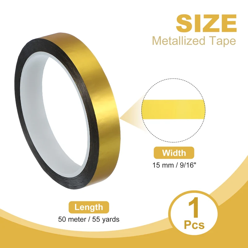 Metalized Polyester Film Tape 9/16 in x 55 Yard Matte Gold