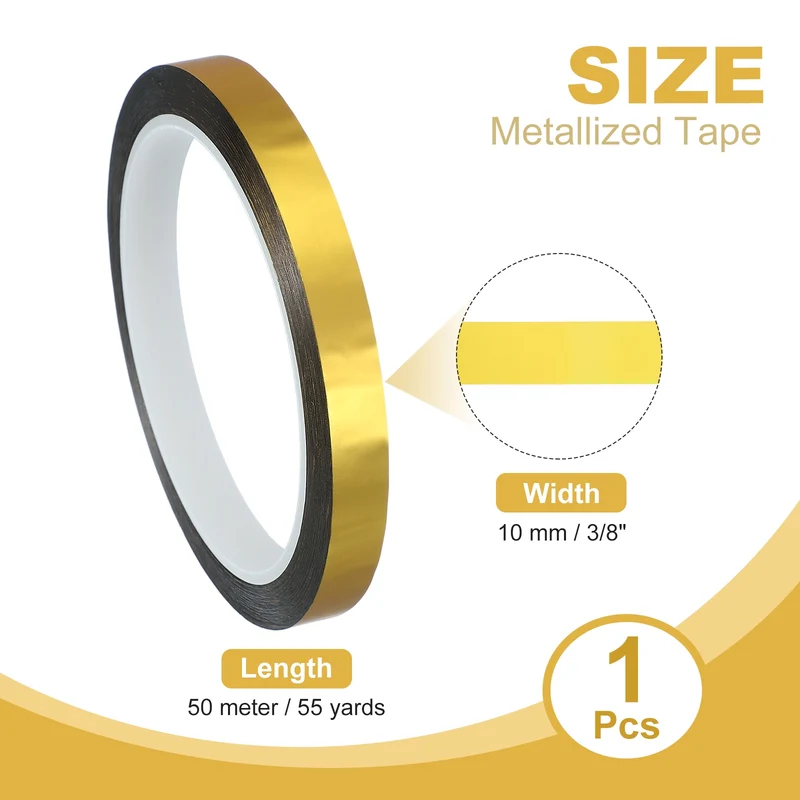 Metalized Polyester Film Tape 3/8 in x 55 Yard Matte Gold