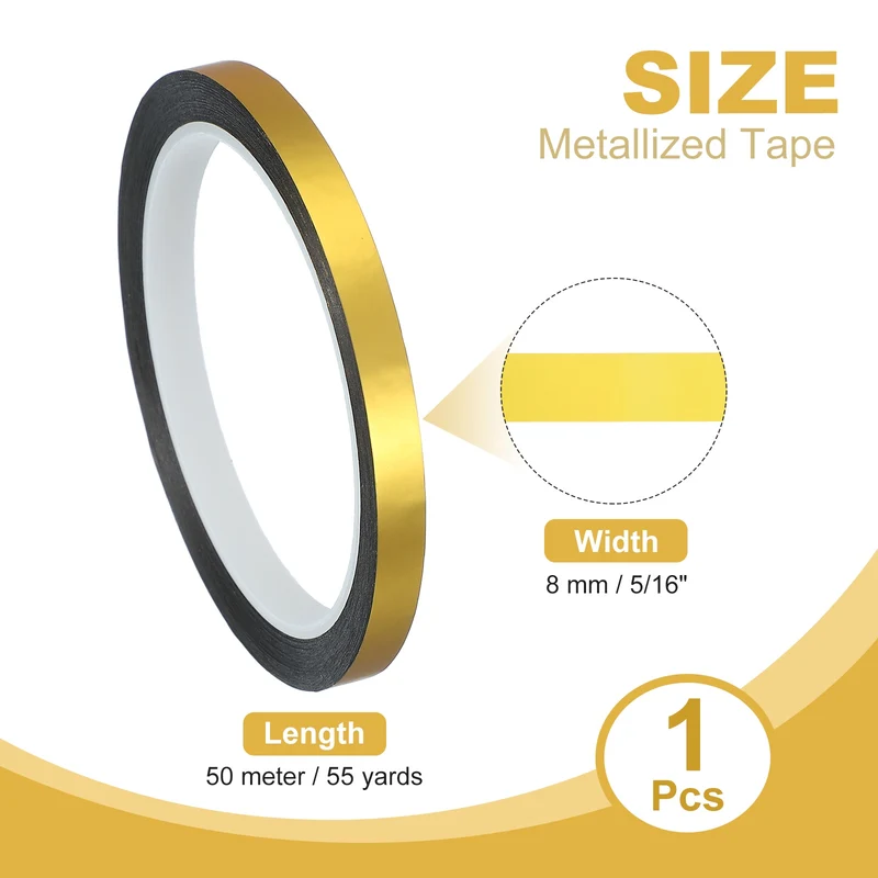 Metalized Polyester Film Tape 5/16 in x 55 Yard Matte Gold