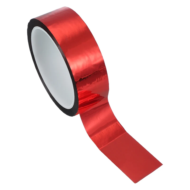 Metalized Polyester Film Tape 1-3/8 in x 55 Yard Glossy Red