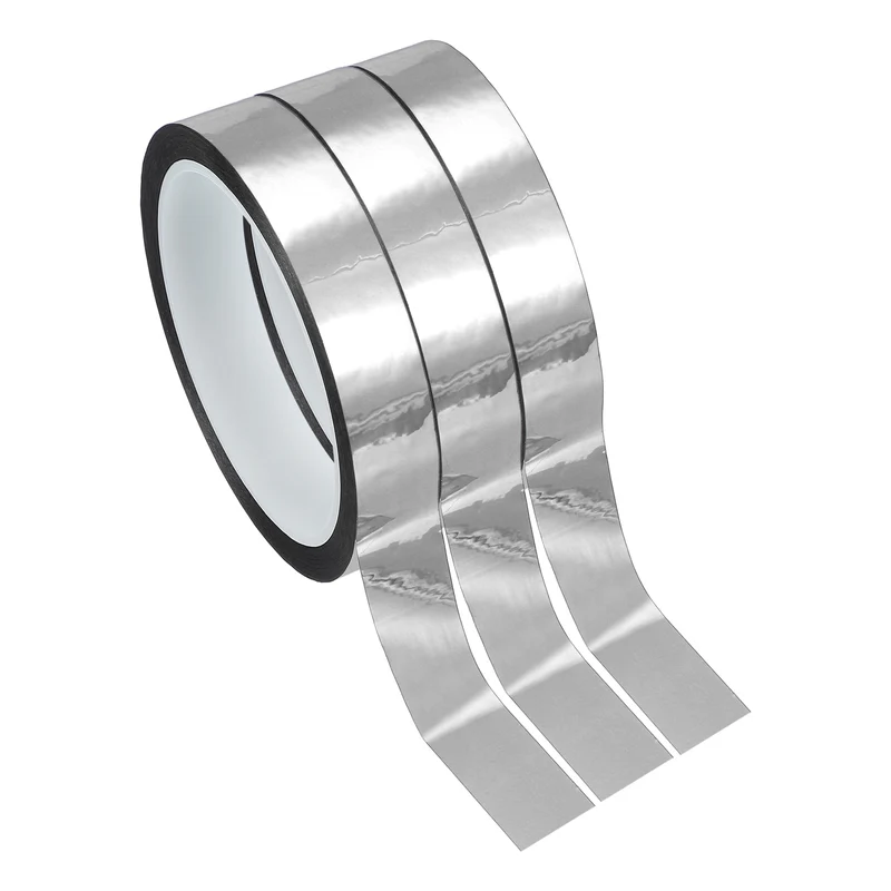 3 Pcs Metalized Polyester Film Tape 11/16 in x 55 Yard Glossy Silver