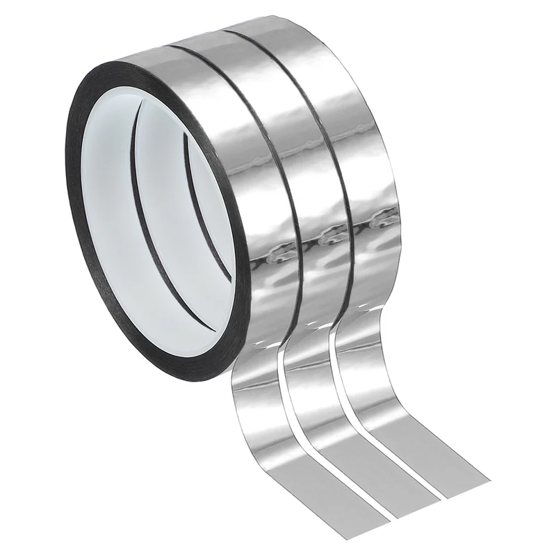 3 Pcs Metalized Polyester Film Tape 9/16 in x 55 Yard Glossy Silver