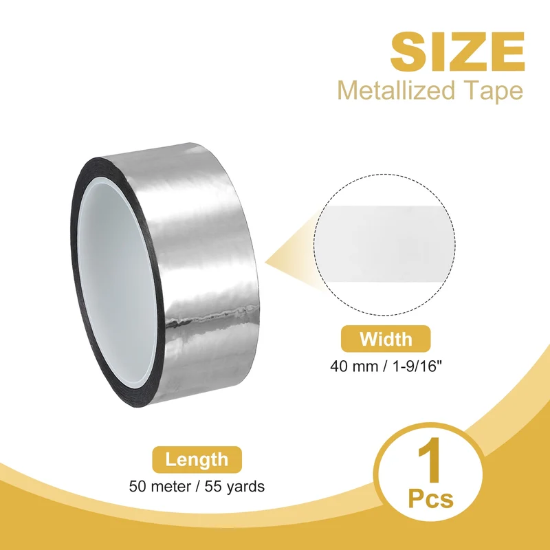 Metalized Polyester Film Tape 1-9/16 in x 55 Yard Glossy Silver