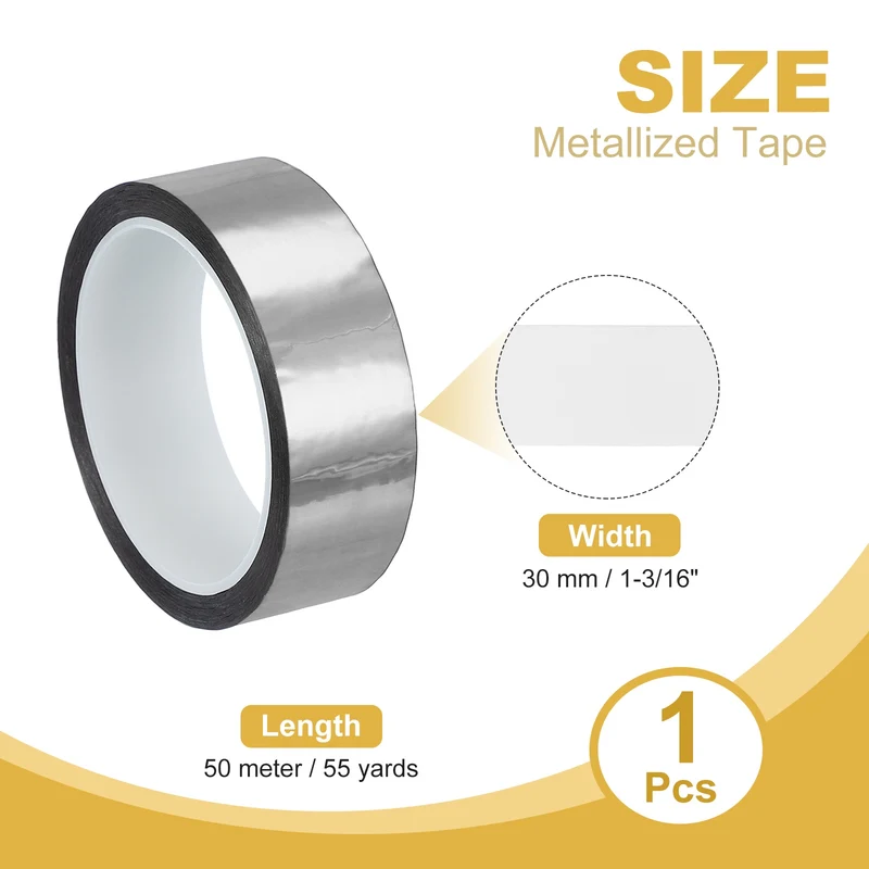 Metalized Polyester Film Tape 1-3/16 in x 55 Yard Glossy Silver